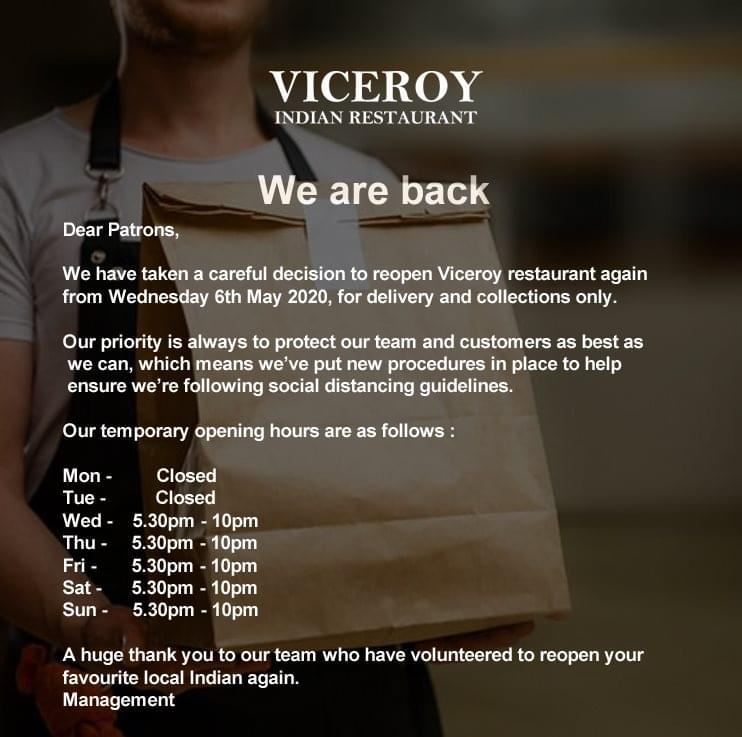 Viceroy Indian Restaurant, Fine Dining Restaurant in Milford Staffordshire